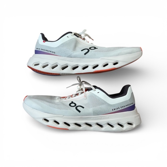 On Men\'s Cloudsurfer Next Running Shoes in White/Flame main image 6